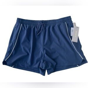 RBX Blue Running Workout Shorts Zipper Pockets Lined Quick Dry Woman's XL NWT